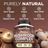Nutrivein Mushroom Nootropic Mushroom Complex Lion's Mane Cordyceps Chaga Reishi Turkey Tail,Maitake