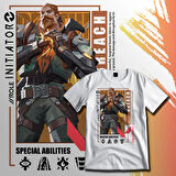 Valorant BREACH Ajan Kadın Erkek Unisex Beyaz Baskılı T-Shirt Penye Yüksek Kalite