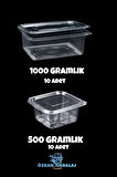 Kullan At Sızdırmaz Şeffaf Buzdolabı Saklama Kabı 1000 Gramlık 10 Adet 500 Gramlık 10 Adet