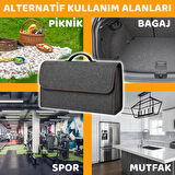 Beylini Premium Keçe Araç Bagaj Organizeri Suya Dayanıklı Pratik Taşınabilir Katlanabilir Seyahat Çantası Araç Içi Düzenleme Kutusu Gri