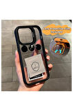 Iphone 15 Uyumlu Full Set Kılıf + Lens Koruyucu Standlı Mika Arkası Şeffaf Sararmaz Kapak