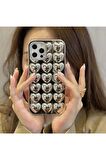 Iphone 15 Pro Max Uyumlu 3D Kare Detaylı Silver Kapak Telefon Kılıfı