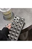 Iphone 15 Pro Max Uyumlu 3D Kare Detaylı Silver Kapak Telefon Kılıfı