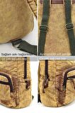 Old Cotton 5055 Rabel Açık Kahve Kumaş Salaş Vintage Sırt Okul Seyahat 15 inç Laptop Tablet Çantası