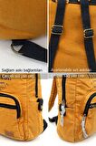 Old Cotton 5055 Rabel Turuncu Kumaş Salaş Vintage Sırt Okul Seyahat 15 inç Laptop Tablet Çantası