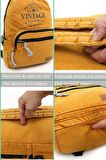 Old Cotton 5055 Rabel Turuncu Kumaş Salaş Vintage Sırt Okul Seyahat 15 inç Laptop Tablet Çantası