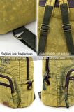 Old Cotton 5055 Rabel Zeytin Yeşili Kumaş Salaş Vintage Sırt Okul Seyahat 15inç Laptop Tablet Çantası