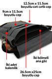7112 Western Unisex Siyah Kahverengi Postacı Okul 14 inch Laptop Çapraz Askılı Günlük Çanta