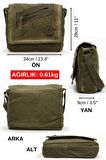 Old Cotton Cargo 7136 Asker Yeşili Haki Günlük Omuz Postacı Kanvas Okul 14 inch Laptop Çantası