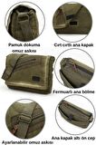 Old Cotton Cargo 7136 Asker Yeşili Haki Günlük Omuz Postacı Kanvas Okul 14 inch Laptop Çantası