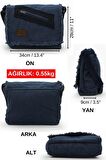 7136M Lacivert Mavi Postacı Omuz 14 inch inç Laptop Pamuk Kanvas Okul Seyahat Günlük Çantası