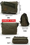 7136 Asker Yeşili Haki Günlük Omuz Postacı Kanvas Okul 14 inch Laptop Çantası