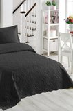 Ivy Siyah Çift Kişilik Microfiber Kapitone Yatak Örtüsü