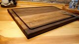 F&S WoodArt Ceviz ağacı doğal ahşap Büyük boy 40 x 27,5 cm Oluklu Kesme Sunum Et Ekmek Sebze doğrama tahtası