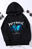 Uyguntarz Çocuk Blue Butterfly Baskılı Sweatshirt