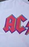 AC/CD Beyaz Crop Pembe Baskılı T-shirt