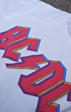 AC/CD Beyaz Crop Pembe Baskılı T-shirt