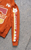 Cherry Fox Turuncu Baskılı Motorcu Sweatshirt