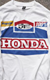 Race Day Honda Baskılı White Uzun Kol T-shirt
