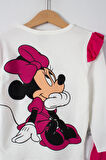 Minnie Yazı Baskılı Kolları Fırfırlı Taytlı Kız Çocuk Alt Üst Takım