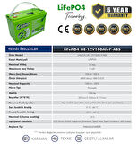 Orbit 12V 100Ah LifePO4 Marin Bluetooth Lityum Akü 