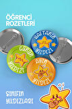 Öğrenci Rozet Seti- Sınıfın Yıldızları - İğneli Buton Rozet Seti -Broş - Yaka - Çanta Rozet. 3 Adet