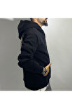 Otantik Kumaş Baskılı Oversize Erkek Hoodie