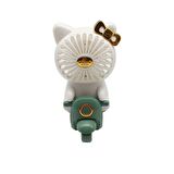 Sevimli Kedi Figürlü USB ve Şarjlı Masaüstü Vantilatörü