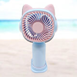 Sevimli Kedi Figürlü USB ve Şarjlı Masaüstü Vantilatörü Fan