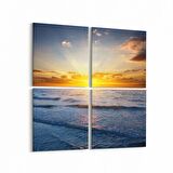 Olla 16113K4 Günbatımı Görseli Kare 4'lü Kanvas Tablo (Ölçü: 145X145)