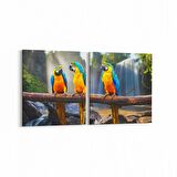 Olla 12560K2Y Hayvanlar Alemi Görseli Kare 2'li Yatay Kanvas Tablo (Ölçü: 85X40)