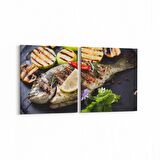 Olla 14975K2Y Gıda Görseli Kare 2'li Yatay Kanvas Tablo (Ölçü: 105X50)