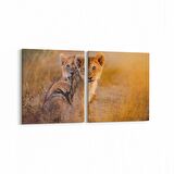 Olla 12676K2Y Hayvanlar Alemi Görseli Kare 2'li Yatay Kanvas Tablo (Ölçü: 145X70)