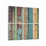 Olla 11977K4 Ahşap Desen Görseli Kare 4'lü Kanvas Tablo (Ölçü: 105X105)