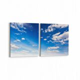 Olla 15456K2Y Gökyüzü Bulut Görseli Kare 2'li Yatay Kanvas Tablo (Ölçü: 145X70)