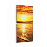 Olla 15899K2D Günbatımı Görseli Kare 2'li Dikey Kanvas Tablo (Ölçü: 30X65)