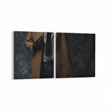 Olla 16905K2Y Model / Manken Görseli 2'li Yatay Kanvas Tablo (Ölçü: 65X30)