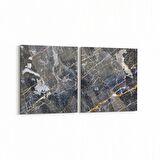 Olla 16704K2Y Mermer Desen Görsel Kare 2'li Yatay Kanvas Tablo (Ölçü: 105X50)