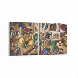 Olla 15185K2Y Gıda Görseli Kare 2'li Yatay Kanvas Tablo (Ölçü: 145X70)