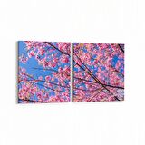 Olla 10823K2Y Ağaç Görseli Kare 2'li Yatay Kanvas Tablo (Ölçü: 125X60)