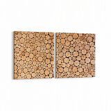 Olla 12022K2Y Ahşap Desen Görseli Kare 2'li Yatay Kanvas Tablo (Ölçü: 125X60)