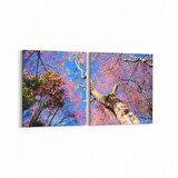 Olla 11047K2Y Ağaç Görseli Kare 2'li Yatay Kanvas Tablo (Ölçü: 85X40)
