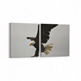 Olla 12526K2Y Hayvanlar Alemi Görseli Kare 2'li Yatay Kanvas Tablo (Ölçü: 85X40)