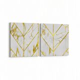 Olla 16671K2Y Mermer Desen Görsel Kare 2'li Yatay Kanvas Tablo (Ölçü: 85X40)