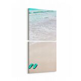 Olla 16343K2D Kumsal / Sahil Görseli Kare 2'li Dikey Kanvas Tablo (Ölçü: 30X65)