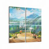 Olla 14505K4 Doğa / Manzara Görseli Kare 4'lü Kanvas Tablo (Ölçü: 105X105)