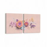 Olla 11549K2Y Çiçek Görseli Kare 2'li Yatay Kanvas Tablo (Ölçü: 65X30)