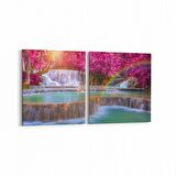 Olla 13894K2Y Doğa / Manzara Görseli Kare 2'li Yatay Kanvas Tablo (Ölçü: 65X30)