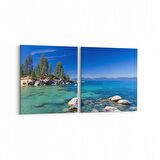 Olla 16621K2Y Kumsal / Sahil Görseli Kare 2'li Yatay Kanvas Tablo (Ölçü: 105X50)