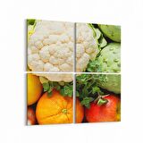 Olla 15255K4 Gıda Görseli Kare 4'lü Kanvas Tablo (Ölçü: 145X145)